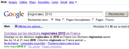 Le FN vainqueur des régionales selon Google